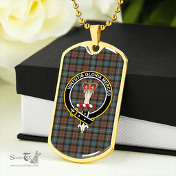 ScottishPlaid Robertson Hunting Weathered Clan Tartan Dog Tag Necklace - Crest Classic Scottish Plaid Tartan Plaid