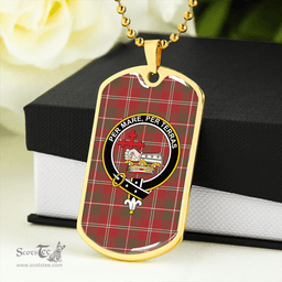 ScottishPlaid MacDonald of Glenaladale (Donald of Glenaladale) 2006 Weathered Clan Tartan Dog Tag Necklace - Crest Classic Scottish Plaid Tartan Plaid