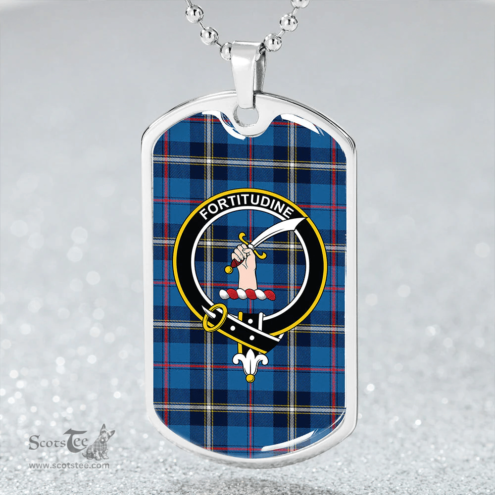 ScottishPlaid MacRae of America Modern Clan Tartan Dog Tag Necklace - Crest Classic Scottish Plaid Tartan Plaid