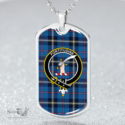 ScottishPlaid MacRae of America Modern Clan Tartan Dog Tag Necklace - Crest Classic Scottish Plaid Tartan Plaid