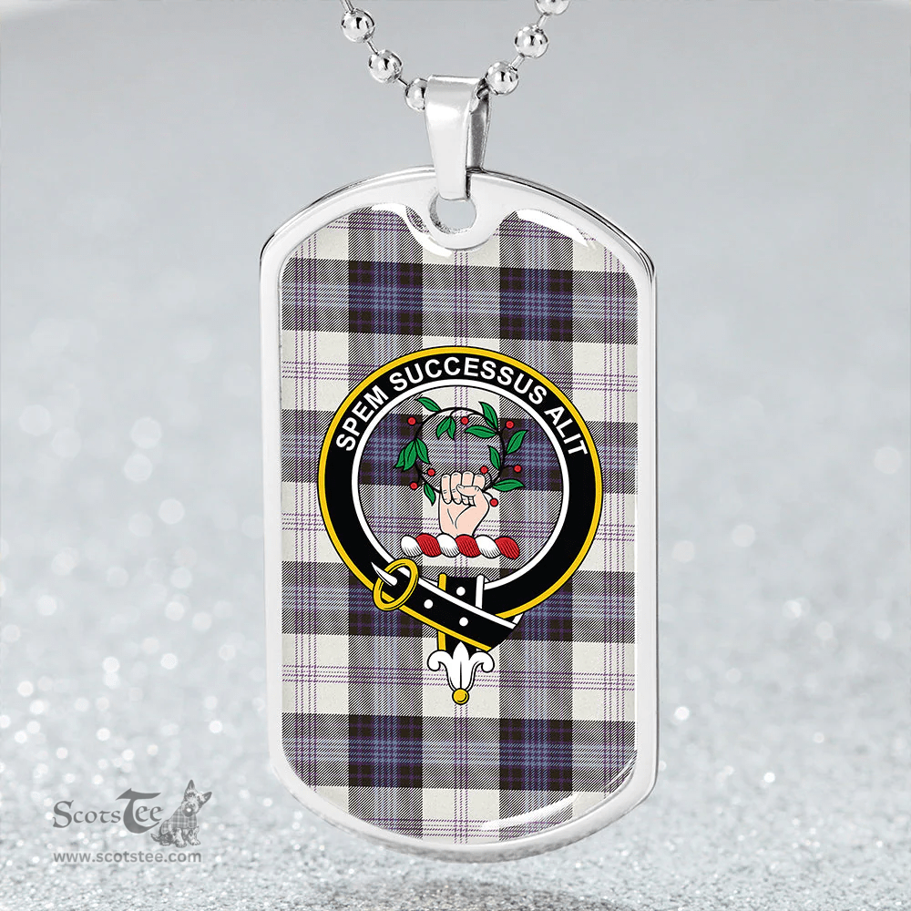 ScottishPlaid Ross Dress Blue Weathered Clan Tartan Dog Tag Necklace - Crest Classic Scottish Plaid Tartan Plaid
