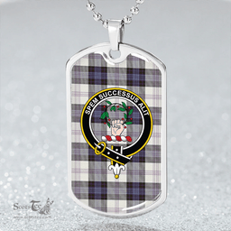 ScottishPlaid Ross Dress Blue Weathered Clan Tartan Dog Tag Necklace - Crest Classic Scottish Plaid Tartan Plaid