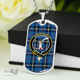 ScottishPlaid MacRae of America Modern Clan Tartan Dog Tag Necklace - Crest Classic Scottish Plaid Tartan Plaid