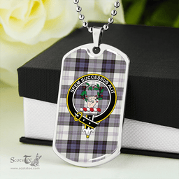 ScottishPlaid Ross Dress Blue Weathered Clan Tartan Dog Tag Necklace - Crest Classic Scottish Plaid Tartan Plaid