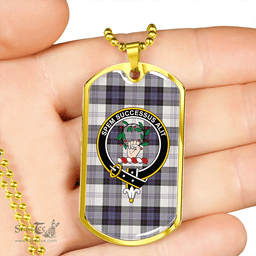ScottishPlaid Ross Dress Blue Weathered Clan Tartan Dog Tag Necklace - Crest Classic Scottish Plaid Tartan Plaid