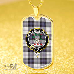 ScottishPlaid Ross Dress Blue Weathered Clan Tartan Dog Tag Necklace - Crest Classic Scottish Plaid Tartan Plaid
