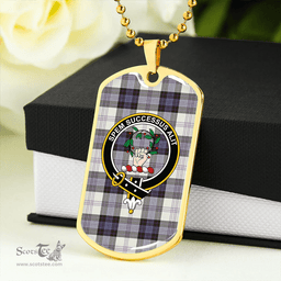 ScottishPlaid Ross Dress Blue Weathered Clan Tartan Dog Tag Necklace - Crest Classic Scottish Plaid Tartan Plaid