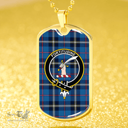 ScottishPlaid MacRae of America Modern Clan Tartan Dog Tag Necklace - Crest Classic Scottish Plaid Tartan Plaid