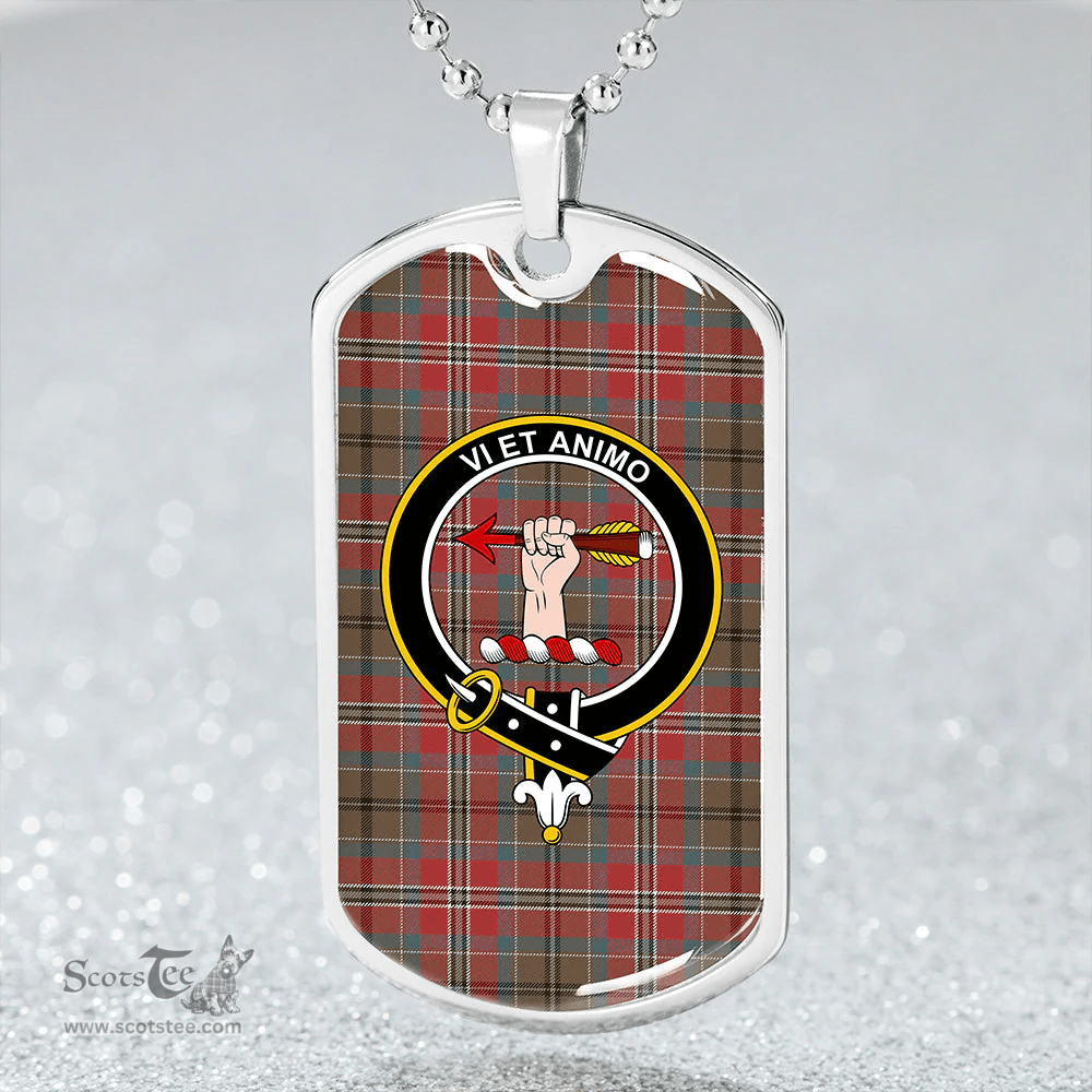 ScottishPlaid MacCulloch Weathered Clan Tartan Dog Tag Necklace - Crest Classic Scottish Plaid Tartan Plaid
