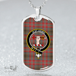 ScottishPlaid MacCulloch Weathered Clan Tartan Dog Tag Necklace - Crest Classic Scottish Plaid Tartan Plaid