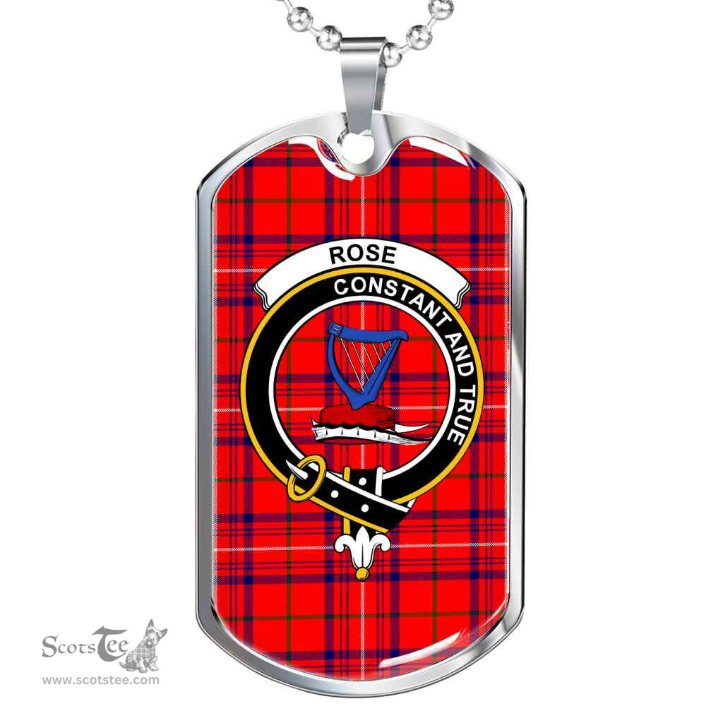 Scottish Rose Clan Tartan Dog Tag Necklace - Crest Classic Scottish Plaid Tartan Plaid