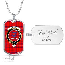 Scottish Rose Clan Tartan Dog Tag Necklace - Crest Classic Scottish Plaid Tartan Plaid