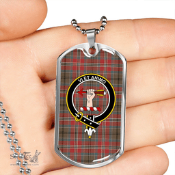 ScottishPlaid MacCulloch Weathered Clan Tartan Dog Tag Necklace - Crest Classic Scottish Plaid Tartan Plaid