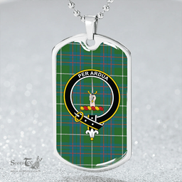ScottishPlaid MacIntyre Hunting (Vestiarium Scoticum) Ancient Clan Tartan Dog Tag Necklace - Crest Classic Scottish Plaid Tartan Plaid
