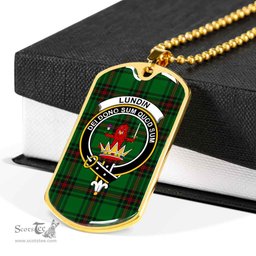 Scottish Lundin Clan Tartan Dog Tag Necklace - Crest Classic Scottish Plaid Tartan Plaid