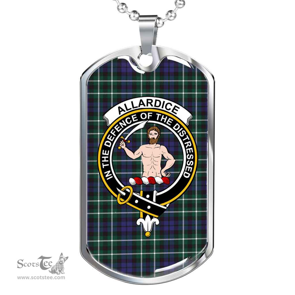Scottish Allardice Clan Tartan Dog Tag Necklace - Crest Classic Scottish Plaid Tartan Plaid