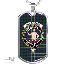 Scottish Allardice Clan Tartan Dog Tag Necklace - Crest Classic Scottish Plaid Tartan Plaid