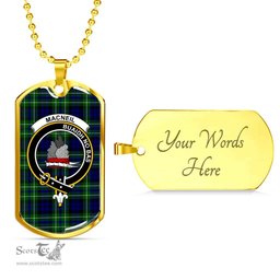 Scottish MacNeil of Colonsay Clan Tartan Dog Tag Necklace - Crest Classic Scottish Plaid Tartan Plaid
