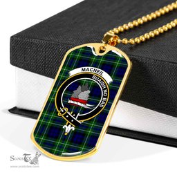 Scottish MacNeil of Colonsay Clan Tartan Dog Tag Necklace - Crest Classic Scottish Plaid Tartan Plaid