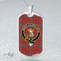 ScottishPlaid Stewart of Galloway #2 Weathered Clan Tartan Dog Tag Necklace - Crest Classic Scottish Plaid Tartan Plaid