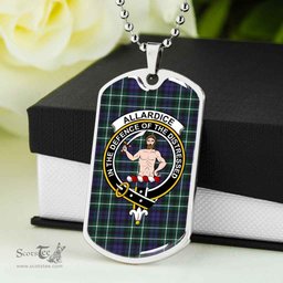 Scottish Allardice Clan Tartan Dog Tag Necklace - Crest Classic Scottish Plaid Tartan Plaid