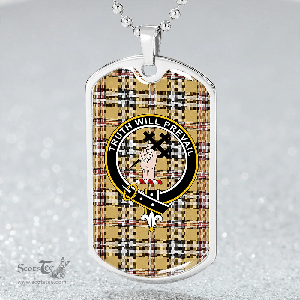 ScottishPlaid Thomson Camel #3 (Thompson Camel #3) Weathered Clan Tartan Dog Tag Necklace - Crest Classic Scottish Plaid Tartan Plaid