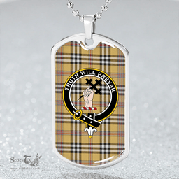 ScottishPlaid Thomson Camel #3 (Thompson Camel #3) Weathered Clan Tartan Dog Tag Necklace - Crest Classic Scottish Plaid Tartan Plaid
