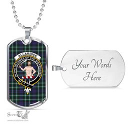 Scottish Allardice Clan Tartan Dog Tag Necklace - Crest Classic Scottish Plaid Tartan Plaid