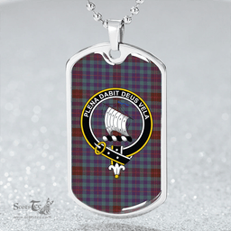 ScottishPlaid Tennant Yules Weathered Clan Tartan Dog Tag Necklace - Crest Classic Scottish Plaid Tartan Plaid