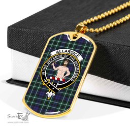 Scottish Allardice Clan Tartan Dog Tag Necklace - Crest Classic Scottish Plaid Tartan Plaid