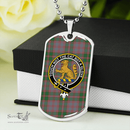 ScottishPlaid MacPherson of Glentruim Modern Clan Tartan Dog Tag Necklace - Crest Classic Scottish Plaid Tartan Plaid