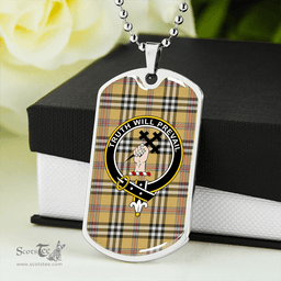 ScottishPlaid Thomson Camel #3 (Thompson Camel #3) Weathered Clan Tartan Dog Tag Necklace - Crest Classic Scottish Plaid Tartan Plaid