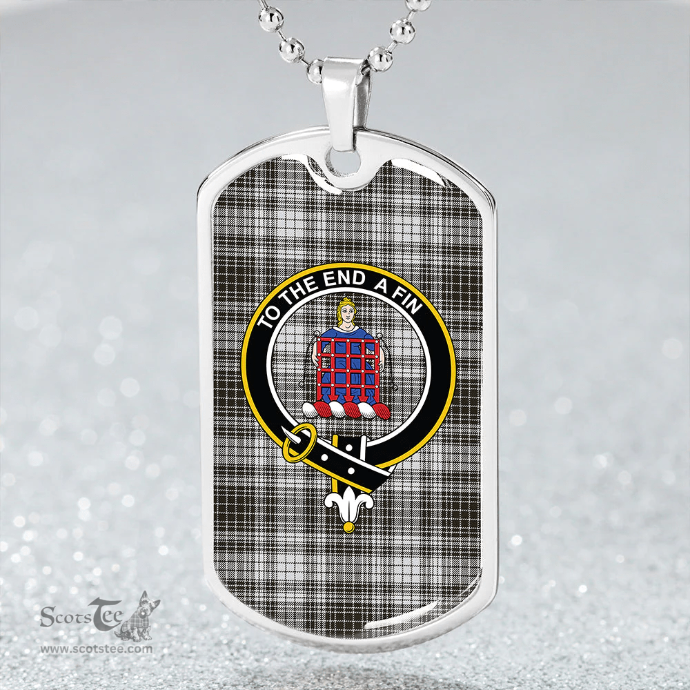ScottishPlaid Ogilvie Black & White Clan Tartan Dog Tag Necklace - Crest Classic Scottish Plaid Tartan Plaid