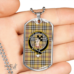 ScottishPlaid Thomson Camel #3 (Thompson Camel #3) Weathered Clan Tartan Dog Tag Necklace - Crest Classic Scottish Plaid Tartan Plaid