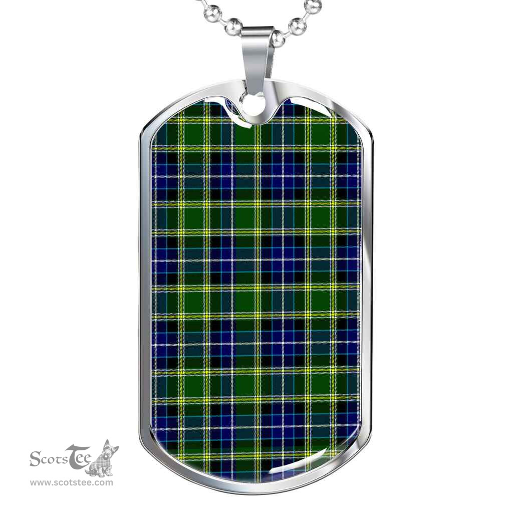 Scottish MacKellar Clan Tartan Dog Tag Necklace - Classic Scottish Plaid Tartan Plaid