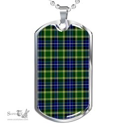 Scottish MacKellar Clan Tartan Dog Tag Necklace - Classic Scottish Plaid Tartan Plaid