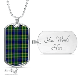 Scottish MacKellar Clan Tartan Dog Tag Necklace - Classic Scottish Plaid Tartan Plaid