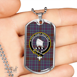 ScottishPlaid Tennant Yules Weathered Clan Tartan Dog Tag Necklace - Crest Classic Scottish Plaid Tartan Plaid