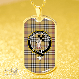ScottishPlaid Thomson Camel #3 (Thompson Camel #3) Weathered Clan Tartan Dog Tag Necklace - Crest Classic Scottish Plaid Tartan Plaid