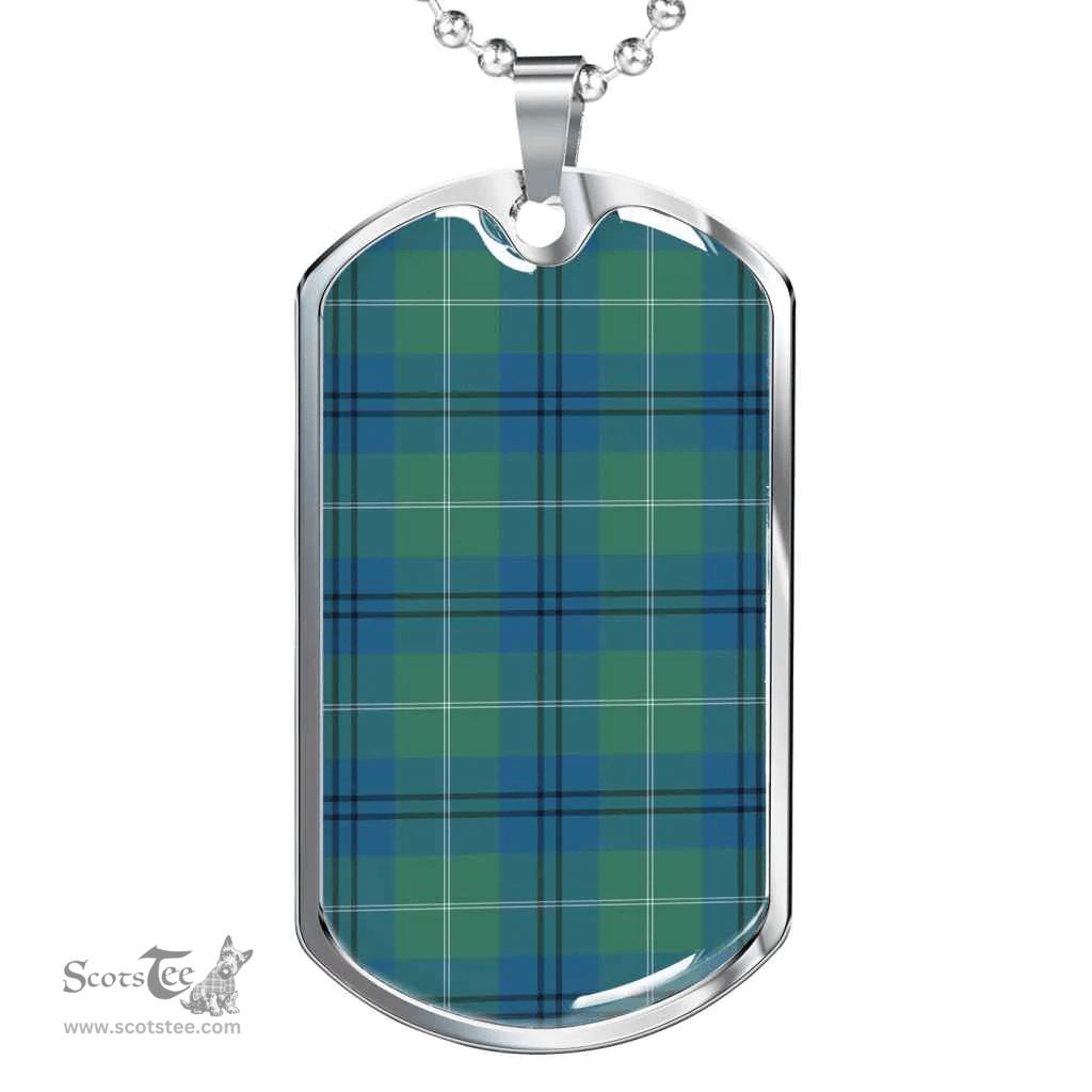 Scottish Oliphant Ancient Clan Tartan Dog Tag Necklace - Classic Scottish Plaid Tartan Plaid