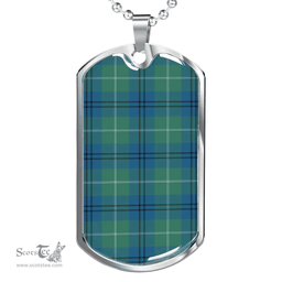 Scottish Oliphant Ancient Clan Tartan Dog Tag Necklace - Classic Scottish Plaid Tartan Plaid