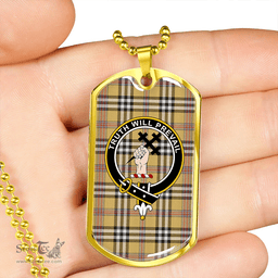 ScottishPlaid Thomson Camel #3 (Thompson Camel #3) Weathered Clan Tartan Dog Tag Necklace - Crest Classic Scottish Plaid Tartan Plaid