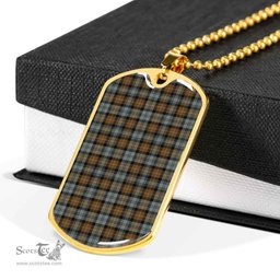 Scottish Gordon Weathered Clan Tartan Dog Tag Necklace - Classic Scottish Plaid Tartan Plaid