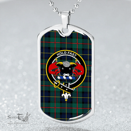 ScottishPlaid MacLeod of Assynt Modern Clan Tartan Dog Tag Necklace - Crest Classic Scottish Plaid Tartan Plaid