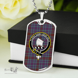 ScottishPlaid Tennant Yules Weathered Clan Tartan Dog Tag Necklace - Crest Classic Scottish Plaid Tartan Plaid