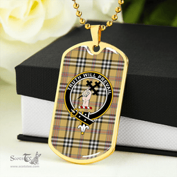 ScottishPlaid Thomson Camel #3 (Thompson Camel #3) Weathered Clan Tartan Dog Tag Necklace - Crest Classic Scottish Plaid Tartan Plaid