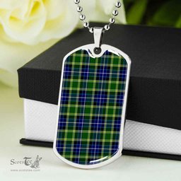 Scottish MacKellar Clan Tartan Dog Tag Necklace - Classic Scottish Plaid Tartan Plaid