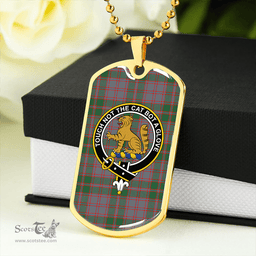 ScottishPlaid MacPherson of Glentruim Modern Clan Tartan Dog Tag Necklace - Crest Classic Scottish Plaid Tartan Plaid