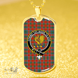 ScottishPlaid Sinclair Lyon Count Ancient Clan Tartan Dog Tag Necklace - Crest Classic Scottish Plaid Tartan Plaid