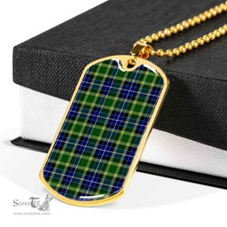 Scottish MacKellar Clan Tartan Dog Tag Necklace - Classic Scottish Plaid Tartan Plaid